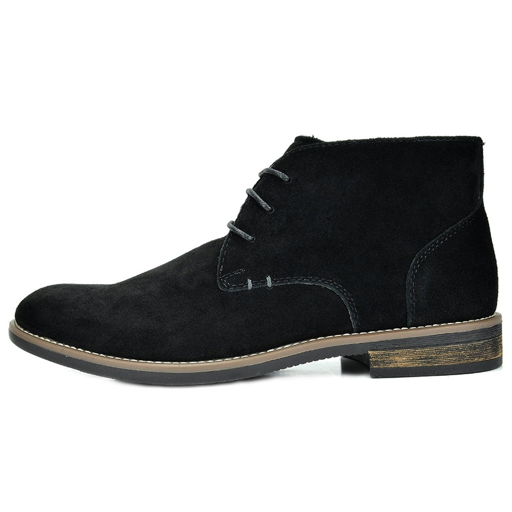 New Mens Blac Suede Leather Lace Up Chukka Boots - Picture 4 of 5